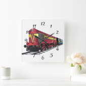 Animierter Dieselzug Quadratische Wanduhr (Zuhause)