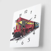 Animierter Dieselzug Quadratische Wanduhr (Winkel)