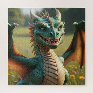 Animierter Drache mit einem spielerischen Ausdruck Puzzle