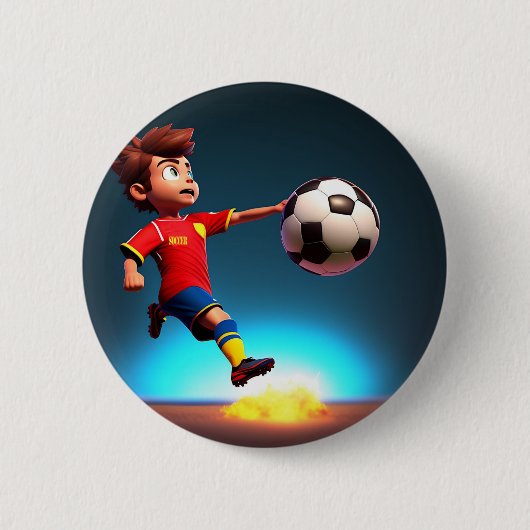 Animierter Fußballspieler mit Ball, Abzeichen Button (Vorderseite)