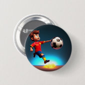 Animierter Fußballspieler mit Ball, Abzeichen Button (Vorne & Hinten)