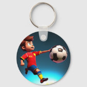 Animierter Fußballspieler mit Ball, Keyring Schlüsselanhänger (Vorderseite)