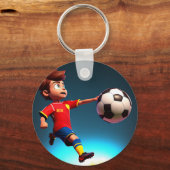 Animierter Fußballspieler mit Ball, Keyring Schlüsselanhänger (Vorderseite)