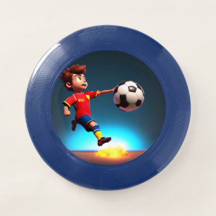 Animierter Fußballspieler mit Ball, Wham-O Frisbee