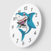 Animierter Hai Große runde Uhr (Winkel)