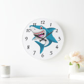 Animierter Hai Große runde Uhr (Zuhause)