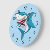 Animierter Hai Große Wanduhr (Winkel)
