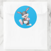 Animierter Happy Oaster Bunny Runder Aufkleber (Tasche)