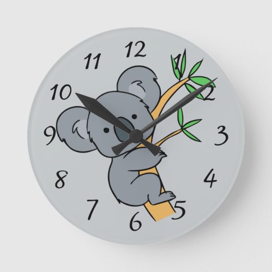 Animierter Koala-Bär Runde Wanduhr (Vorderseite)