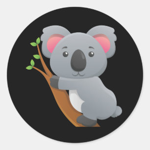 Animierter Koala-Bär Runder Aufkleber