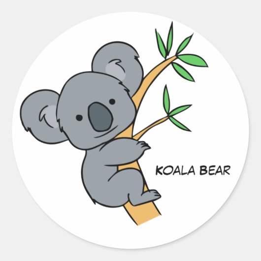 Animierter Koala-Bär Runder Aufkleber (Vorderseite)