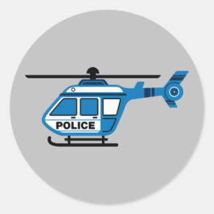 Animierter Polizeihubschrauber Runder Aufkleber