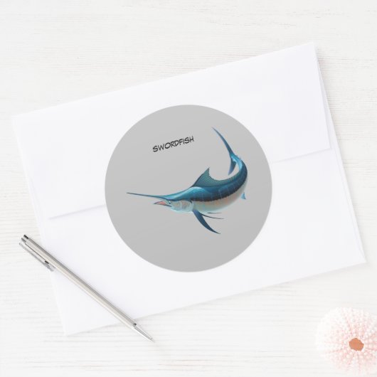 Animierter Schwertfisch Runder Aufkleber (Umschlag)