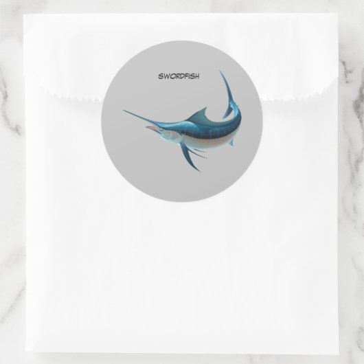 Animierter Schwertfisch Runder Aufkleber (Tasche)