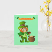 Animierter St. Patrick's Day Leprechaun Karte (Gelbe Blume)