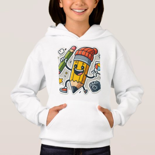 Animierter Stiftzeichen - spielerische Kunst Hoodie (Vorderseite)