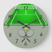 Animierter Tennisplatz und Schläger Große Wanduhr (Vorderseite)