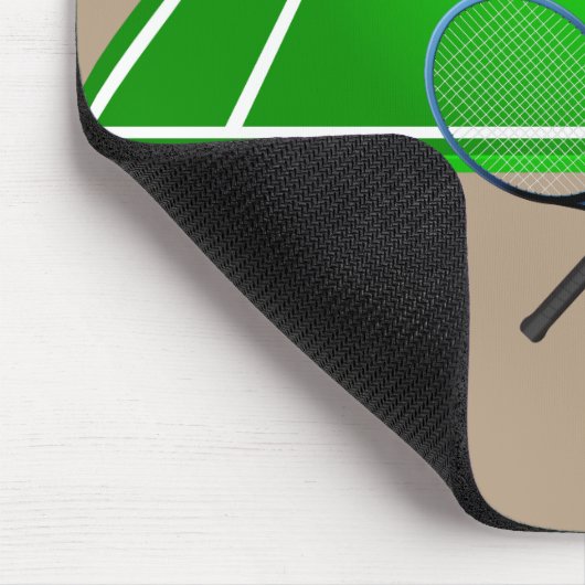 Animierter Tennisplatz und Schläger Mousepad (Ecke)