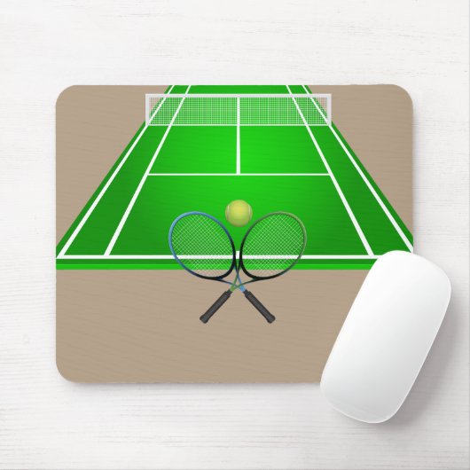 Animierter Tennisplatz und Schläger Mousepad (Mit Mouse)