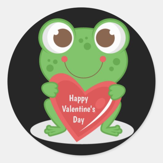 Animierter Valentinstag-Frosch Runder Aufkleber (Vorderseite)