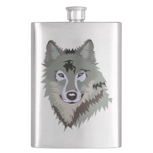 Animierter Wolf Flachmann
