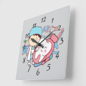 Animierter Zahnarzt mit einer großen Uhr (Winkel)