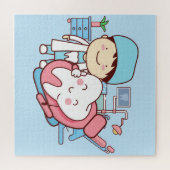 Animierter Zahnarzt mit Zahn Puzzle (Horizontal)