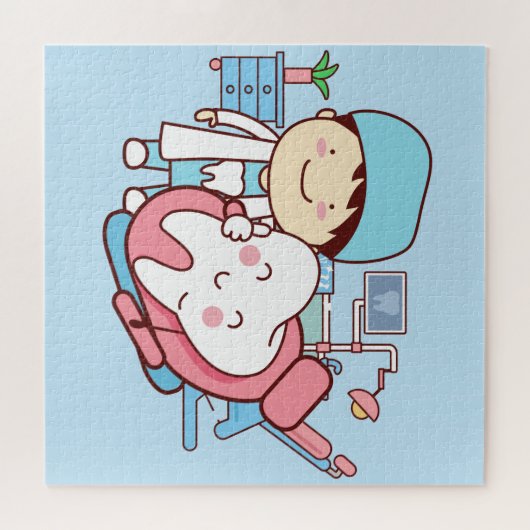 Animierter Zahnarzt mit Zahn Puzzle (Horizontal)