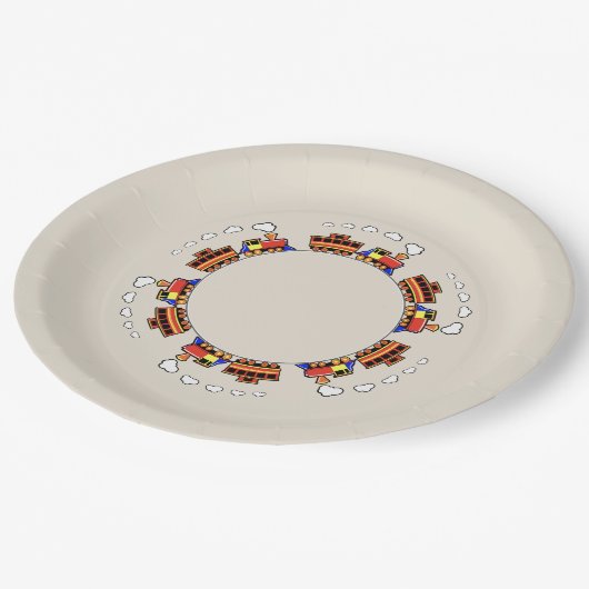 Animierter Zug Pappteller (Schrägansicht)