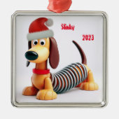 Animiertes Dackel-Spielzeug Ornament Aus Metall (Vorne)