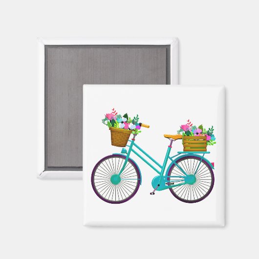 Animiertes Fahrrad mit Blume Magnet (Vorderseite/Rückseite)
