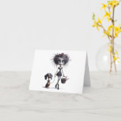 Animiertes Gothic Girl mit jeder Dackel Karte (Gelbe Blume)