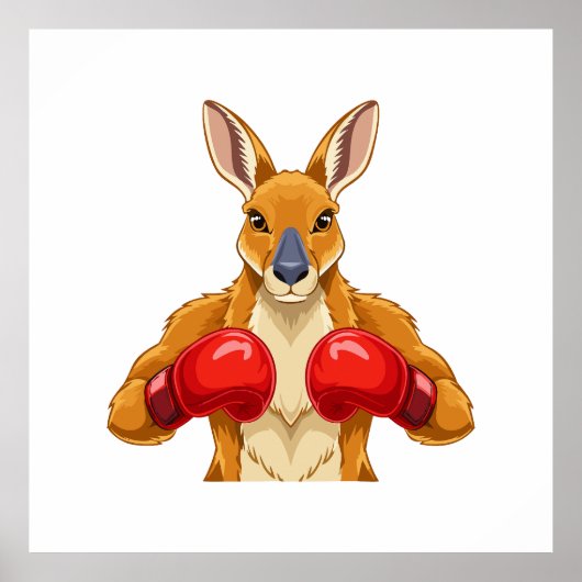 Animiertes Känguru mit roten Boxhandschuhen  Poster (Vorne)