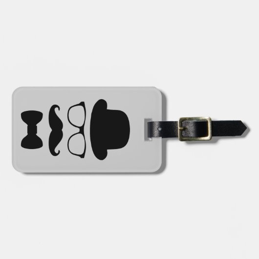 Animiertes Mustach-Gesicht Gepäckanhänger (Vorderseite horizontal)