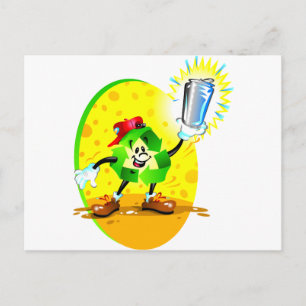 Animiertes Recycling-Symbol mit Aluminiumdose Postkarte