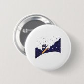 Animiertes Schneesnowboarden unter Sternen Button (Vorne & Hinten)