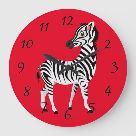 Animiertes Zebra Profile Poster Große Wanduhr (Vorderseite)