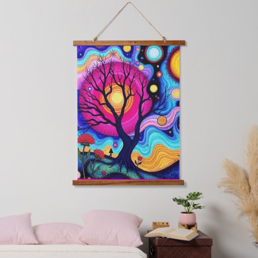 Animismus Wandteppich Mit Holzrahmen (Schlafzimmer)