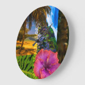 Anini Beach, Kauai Hawaiian Collage Große Wanduhr (Winkel)