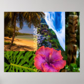 Anini Beach, Kauai Hawaiian Collage Poster (Vorne)