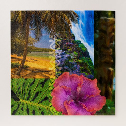 Anini Beach, Kauai Hawaiian Collage Puzzle (Vertikal)