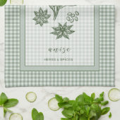 Anise Herb Kitchen Towel – Green Gingham Border Geschirrtuch (Gefaltet)