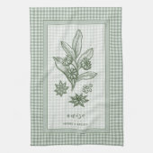 Anise Herb Kitchen Towel – Green Gingham Border Geschirrtuch (Vertikal)