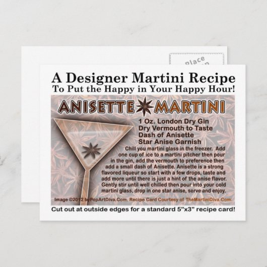 Anisette Martini Rezept Postkarte (Vorne/Hinten)
