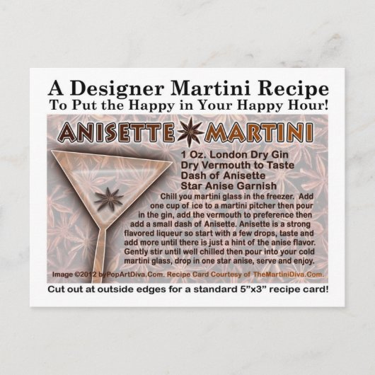 Anisette Martini Rezept Postkarte (Vorderseite)