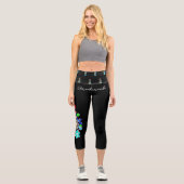 Anishinaabe Native American Logo Floral Design Capri Leggings (Vorderseite)