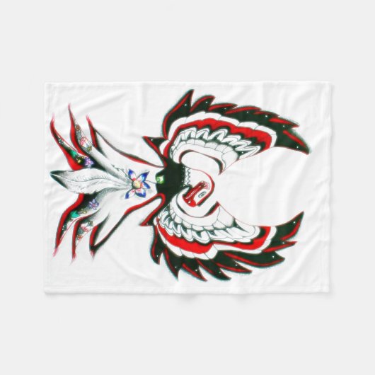 Anishinaabe Thunderbird Warm Cosy Fleece Blanket (Vorderseite (Horizontal))