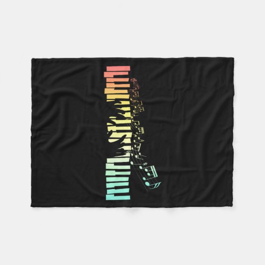 Anist Keyboards Music Notes Ano  Fleecedecke (Vorderseite (Horizontal))