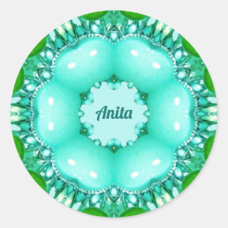 ANITA ~ Abstraktes Fraktal Muster ~ Runder Aufkleber