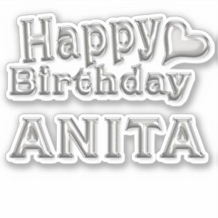 Anita Happy Birthday silver Aufkleber Sticker